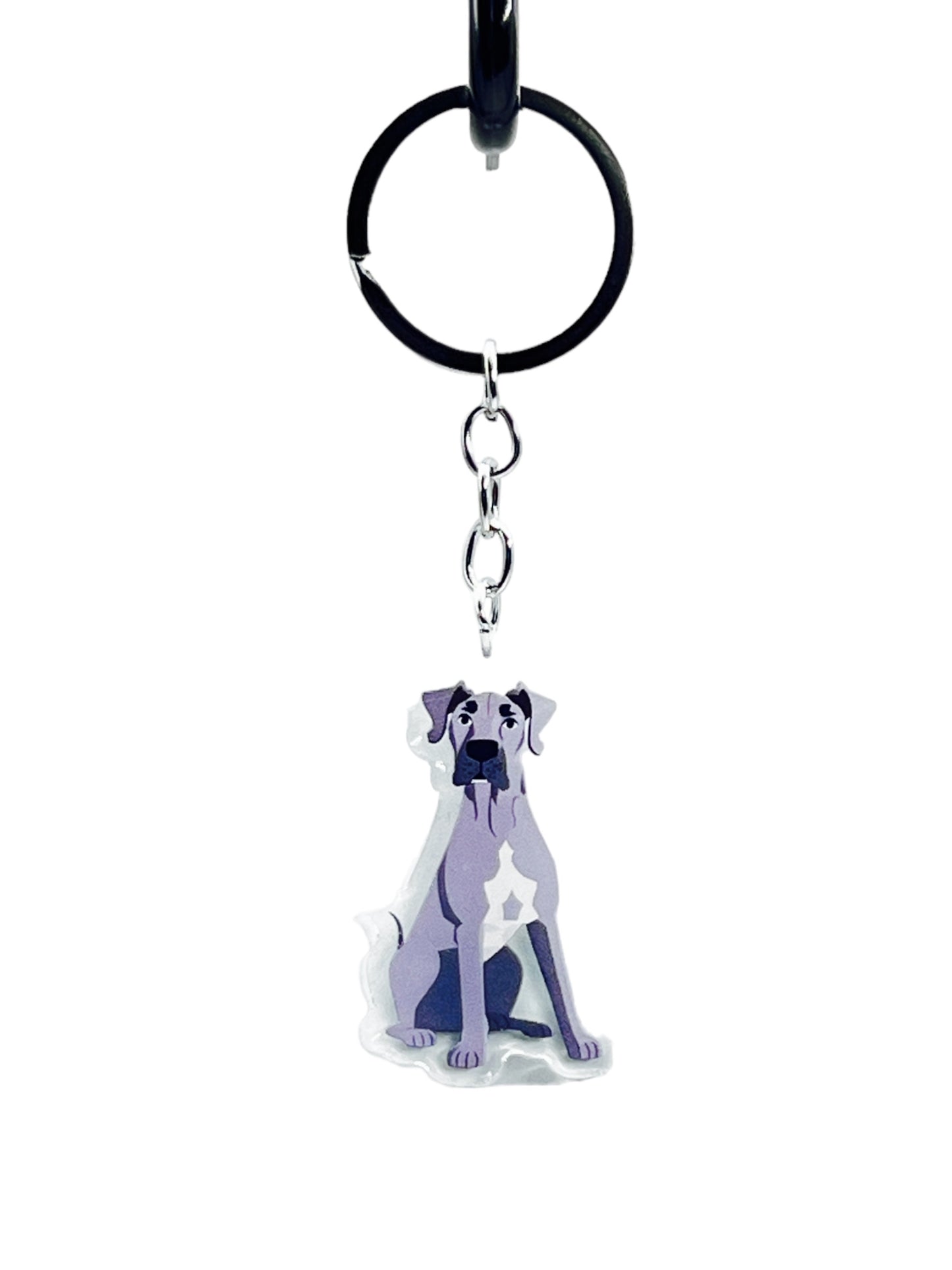 Great Dane Dog Acrylic keychain, Cute kawaii memorial ornament, pet portrait charm gift, backpack photo fob, dad car décor, dog mom gift