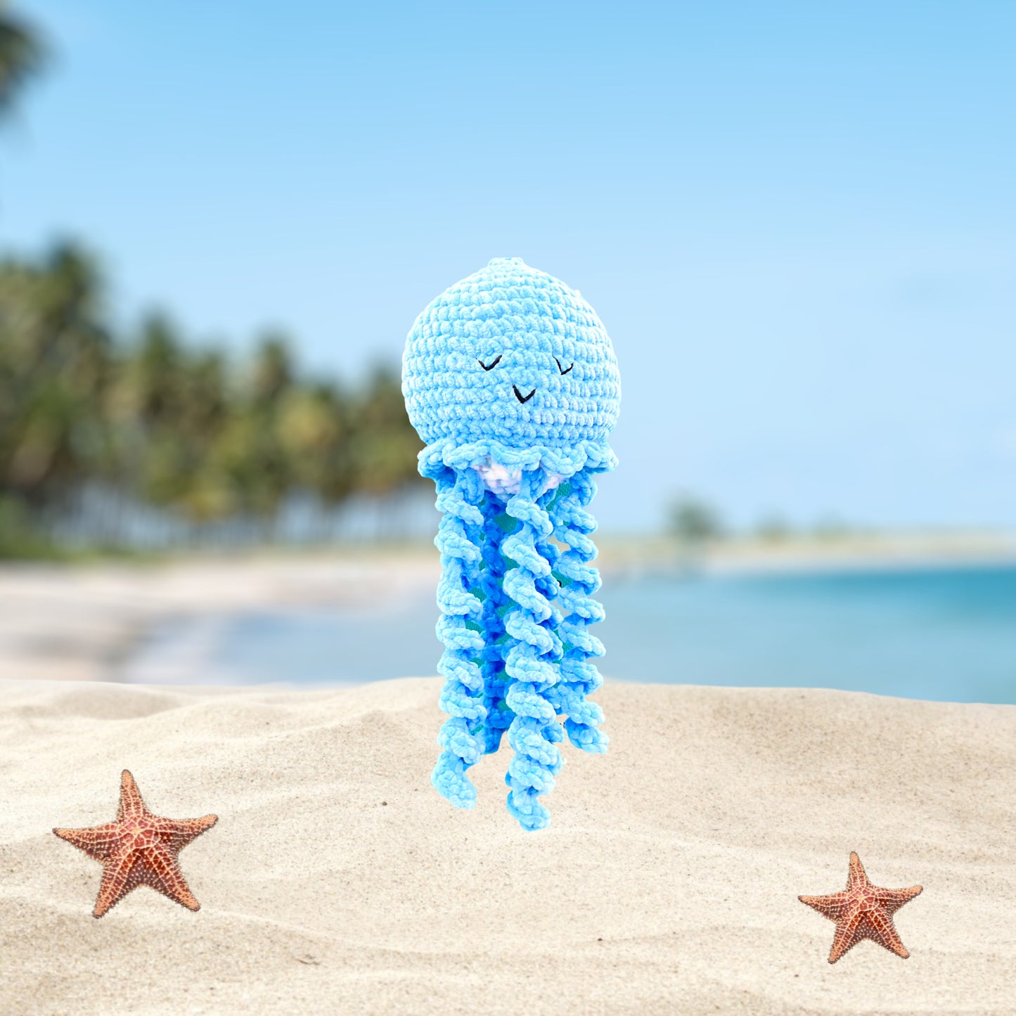 Jellyfish Handmade Crochet stuffed Doll for Montessori Play, Nursery Decor, and Baby Shower Gifts . Granddaughter, niece, nephew & grandson