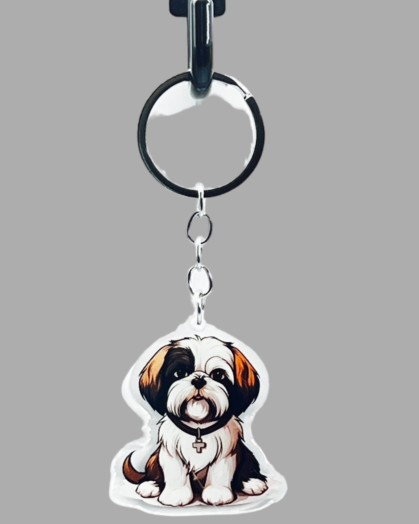 Shih Tzu Dog Acrylic Keychain, Cute kawaii memorial ornament, pet portrait charm gift, backpack fob, dad car décor, dog mom gift