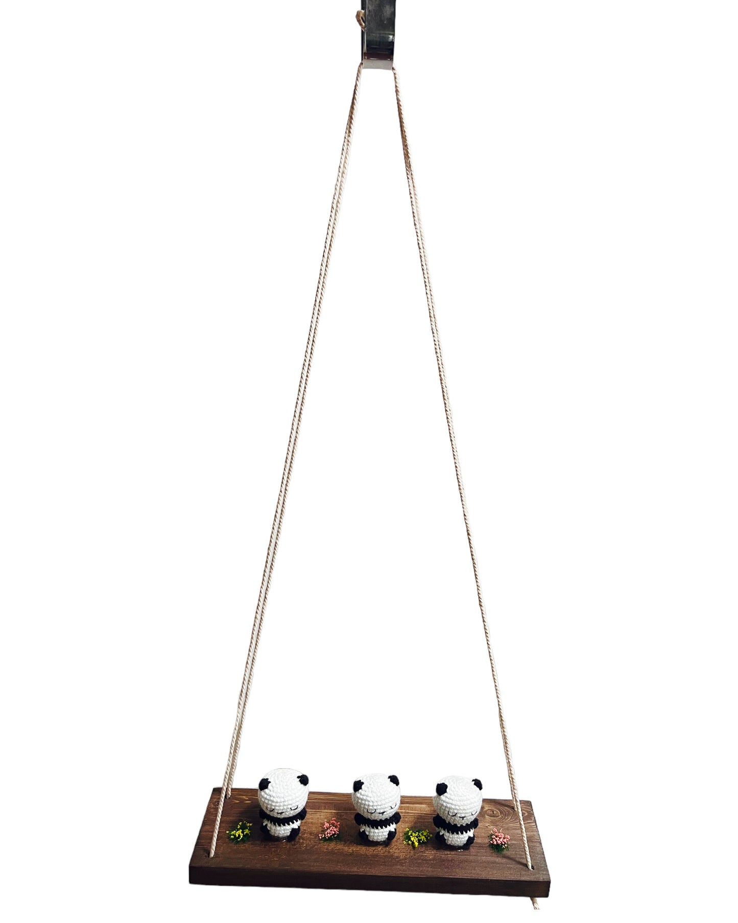 Panda on a swing  Hanging Wall Shelf