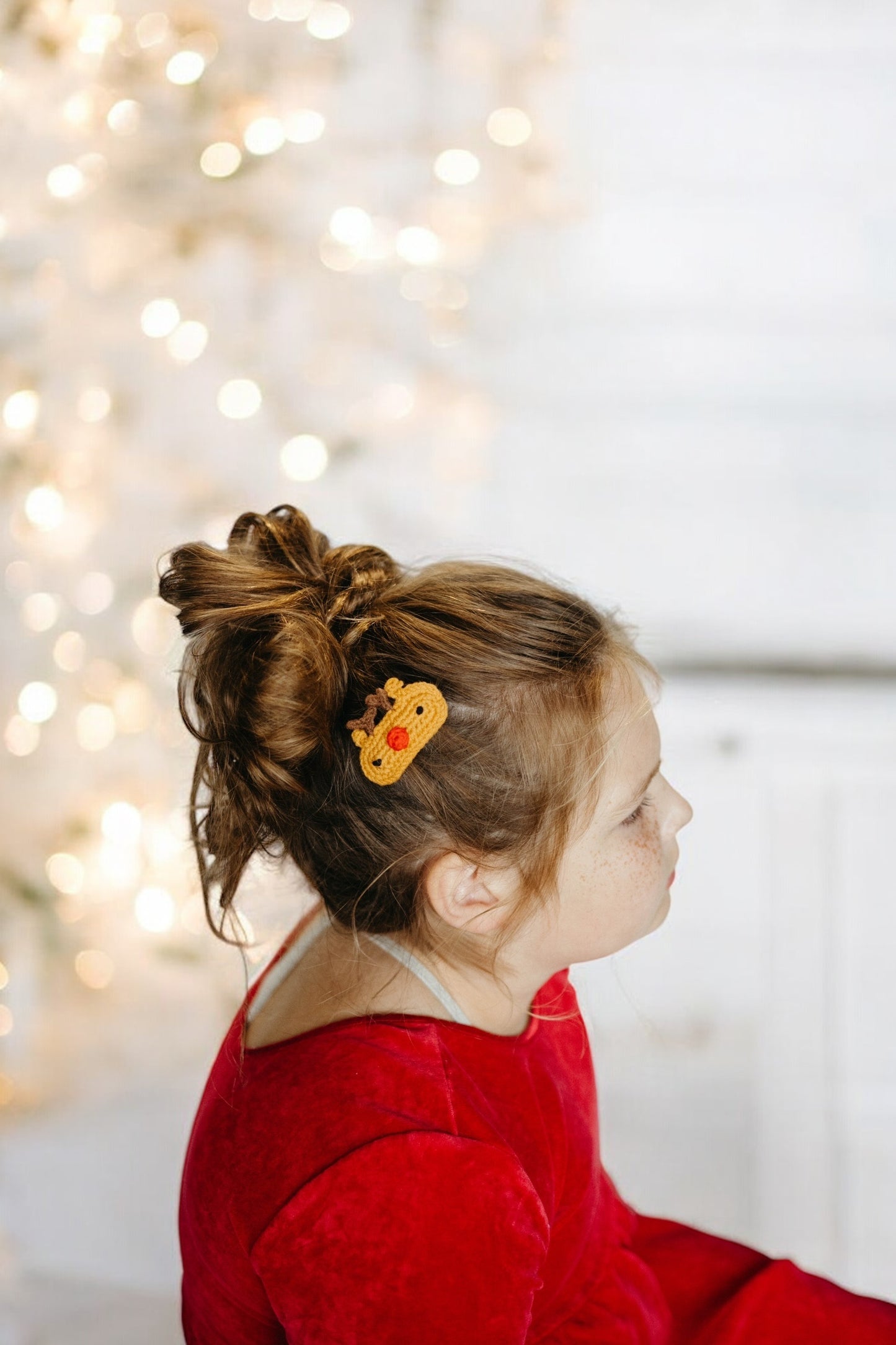 Christmas Crochet Trim Snap Hair Clips, Hair barrettes for kids