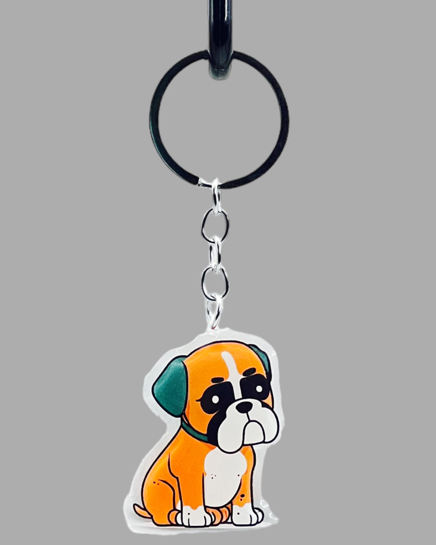 Boxer Dog Acrylic keychain, Cute kawaii memorial ornament, pet portrait charm gift  backpack fob, dad car décor, first day of school