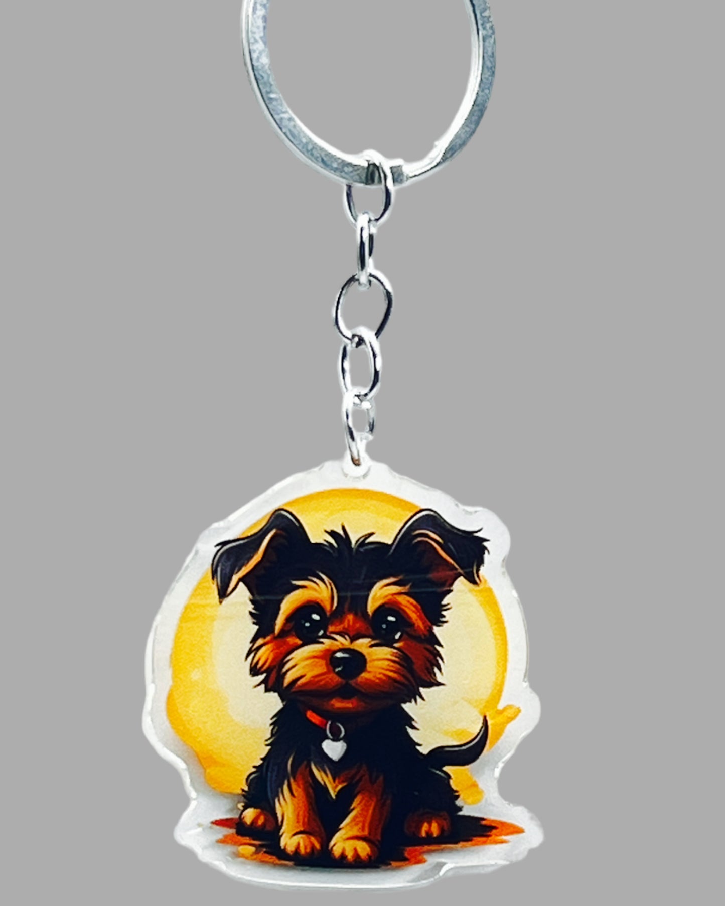 Yorkshire Terrier Dog Acrylic Keychain, Cute kawaii memorial ornament, pet portrait charm gift, backpack photo fob, dad car décor, dog mom gift