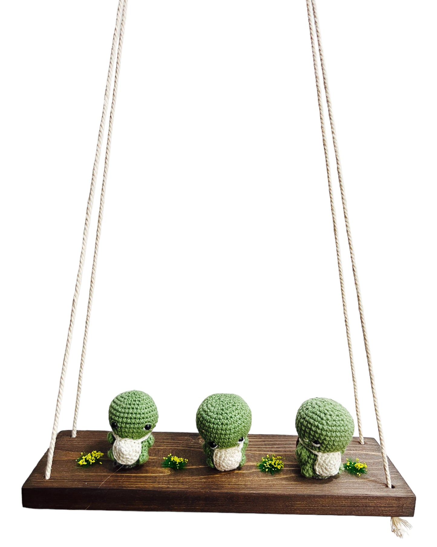 Turtles on a swing  Hanging Wall Shelf