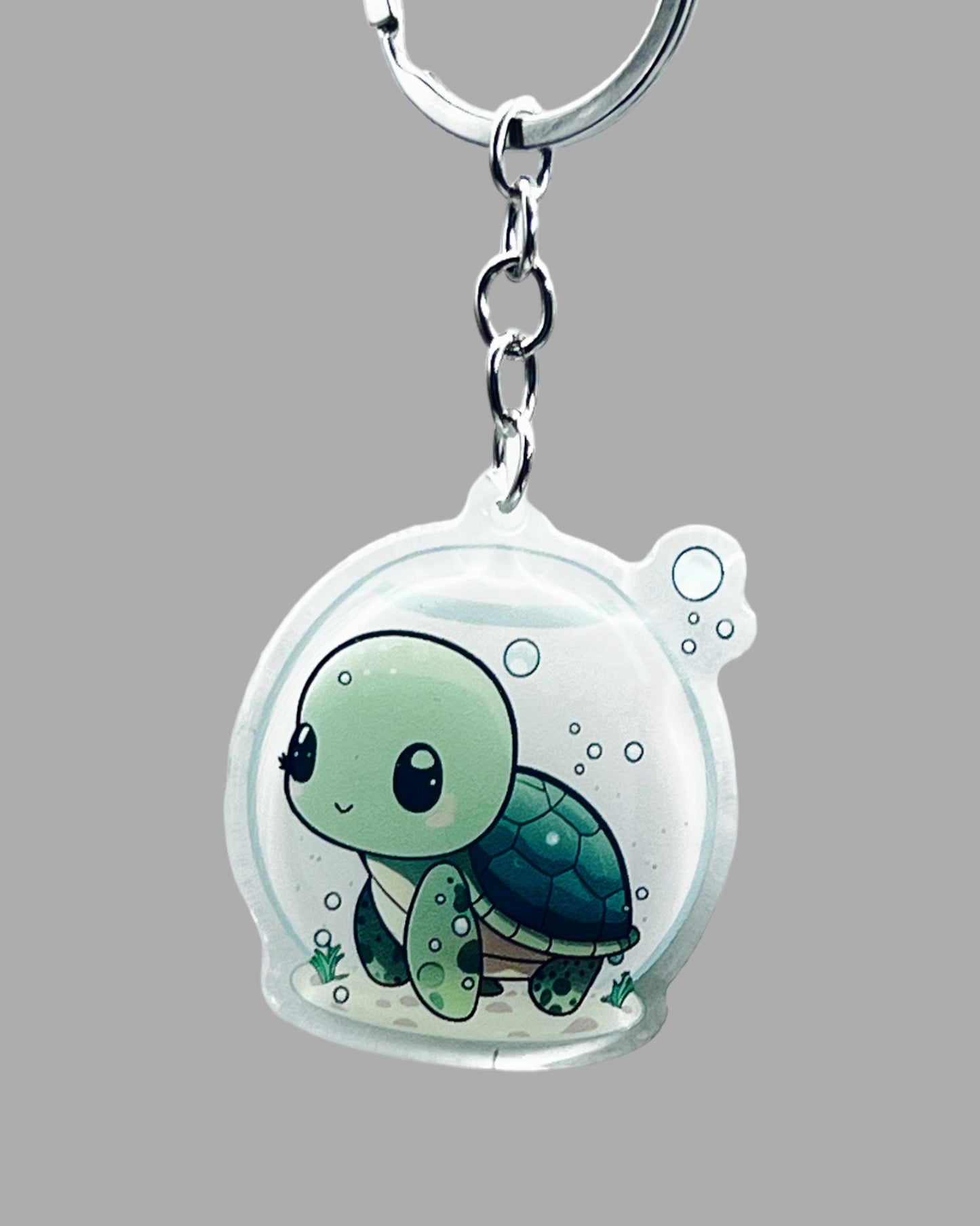 Turtle Kawaii Acrylic keychain, Wildlife Turtle Acrylic keychain, Wildlife Cute kawaii memorial ornament, pet portrait charm, backpack fob, dad car décor, stocking stuffer