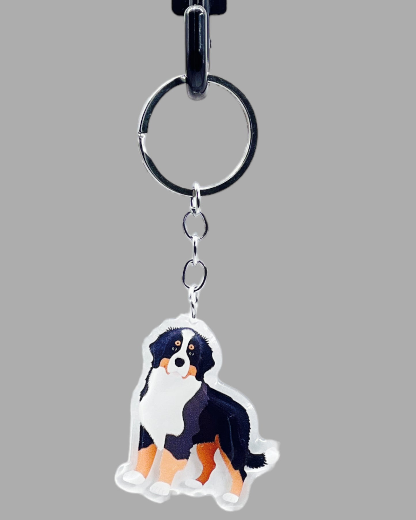 Bernese Mountain Dog Acrylic keychain, Cute kawaii memorial ornament, pet portrait charm gift  backpack fob, dad car décor, first day of school