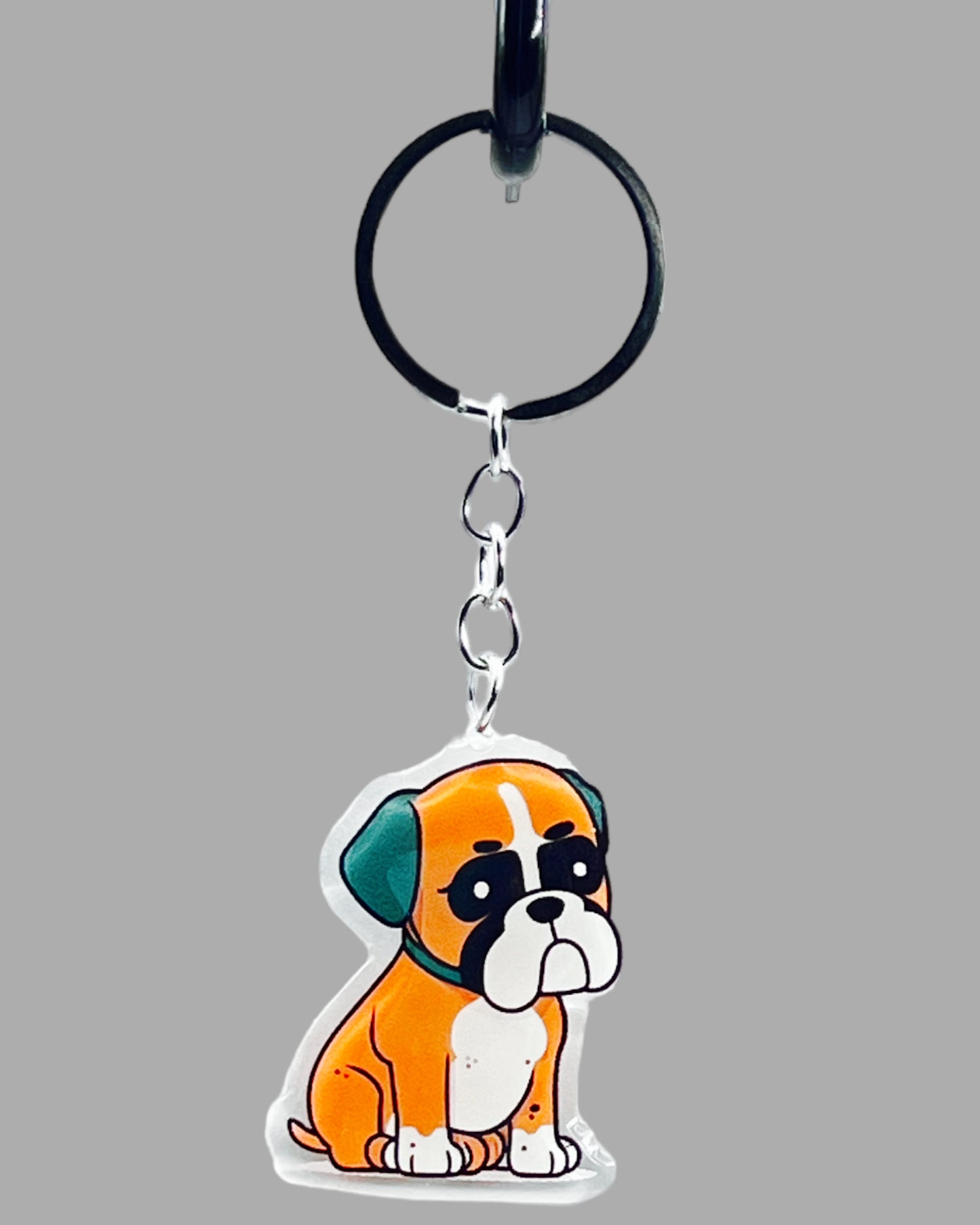 Boxer Dog Acrylic keychain, Cute kawaii memorial ornament, pet portrait charm gift  backpack fob, dad car décor, first day of school