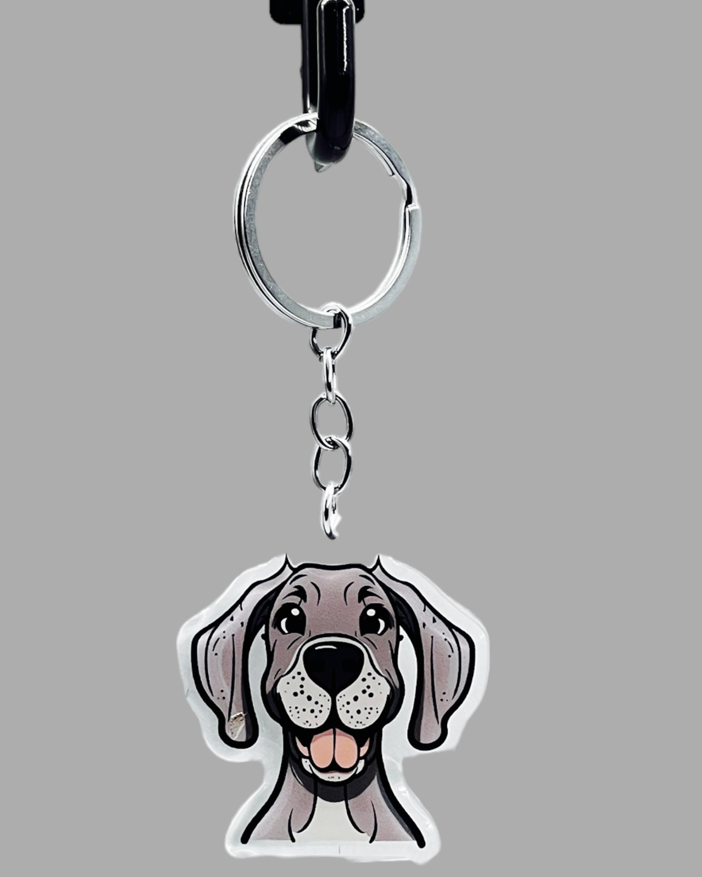 Great Dane Dog Acrylic keychain, Cute kawaii memorial ornament, pet portrait charm gift, backpack photo fob, dad car décor, dog mom gift