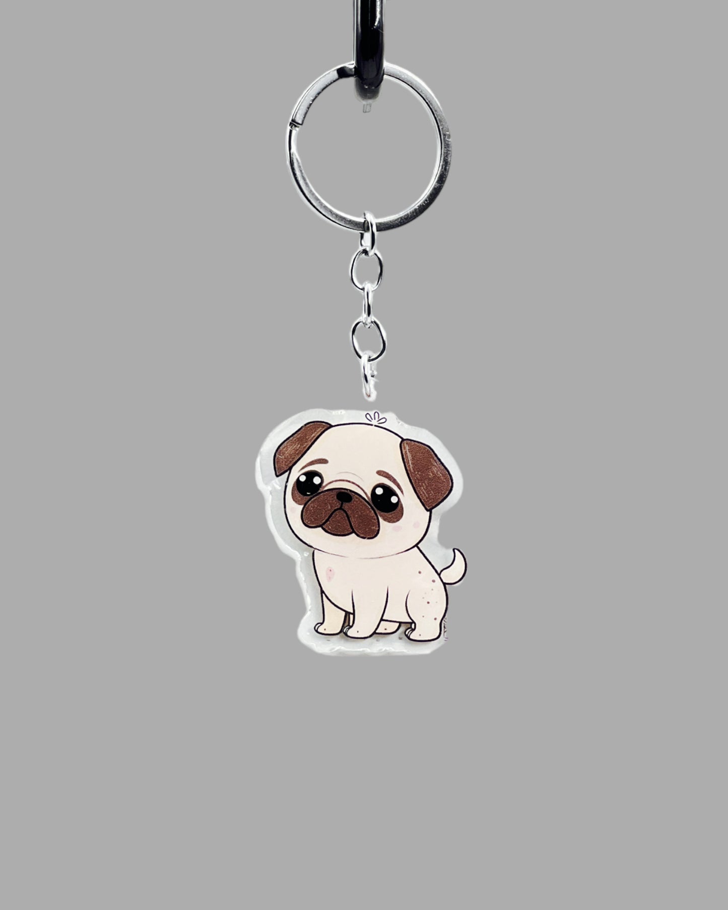 Pug Dog Acrylic keychain, Cute kawaii memorial ornament, pet portrait charm gift, backpack fob, dad car décor, dog mom gift