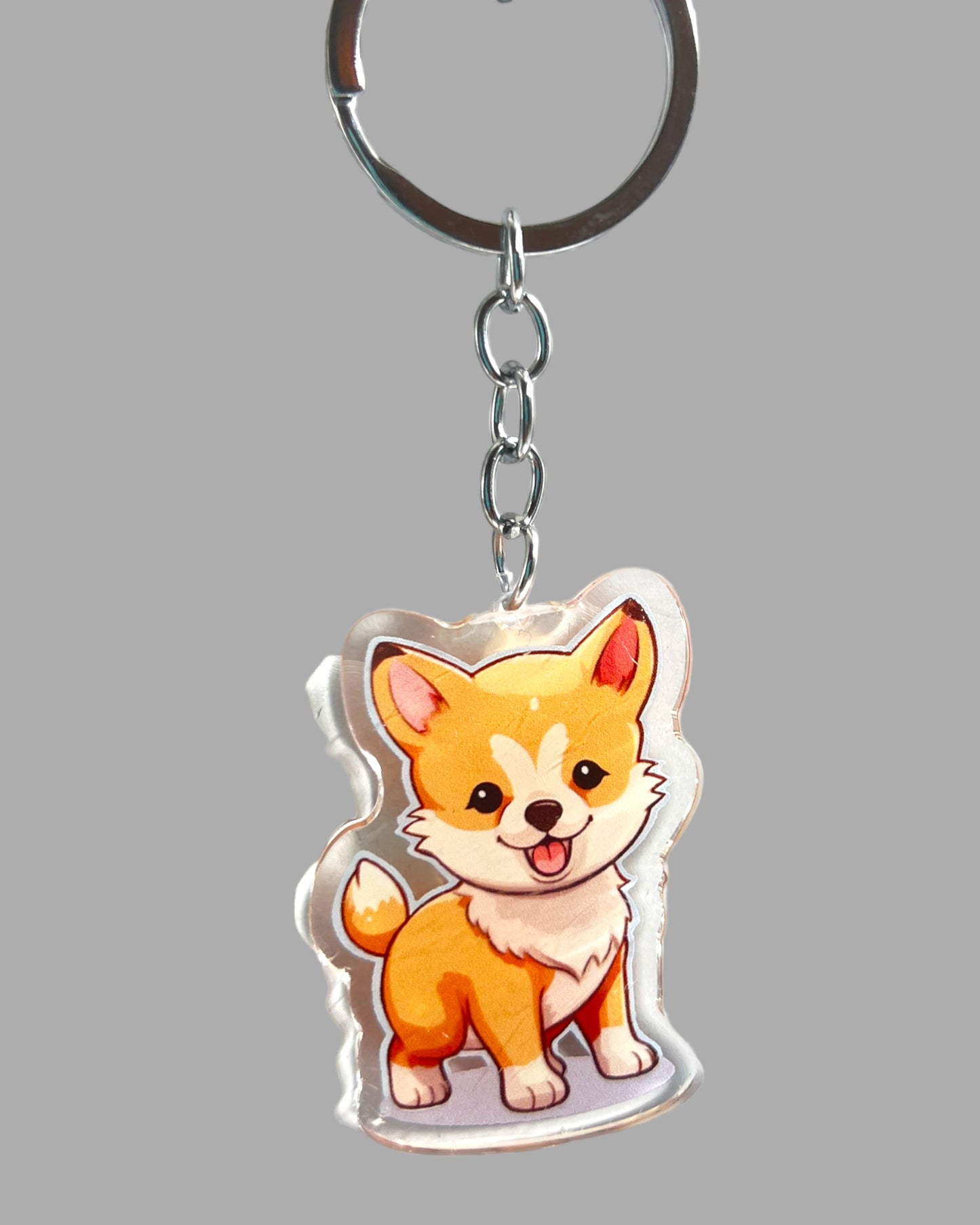 Shiba Inu Dog Acrylic Keychain, Cute kawaii memorial ornament, pet portrait charm gift, backpack fob, dad car décor, dog mom gift