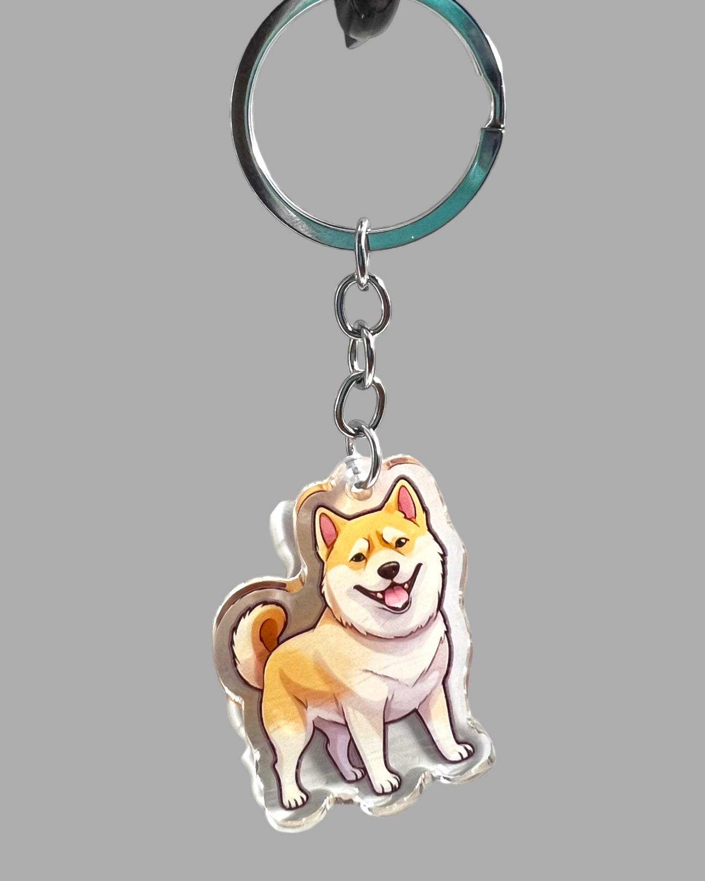 Shiba Inu Dog Acrylic Keychain, Cute kawaii memorial ornament, pet portrait charm gift, backpack fob, dad car décor, dog mom gift