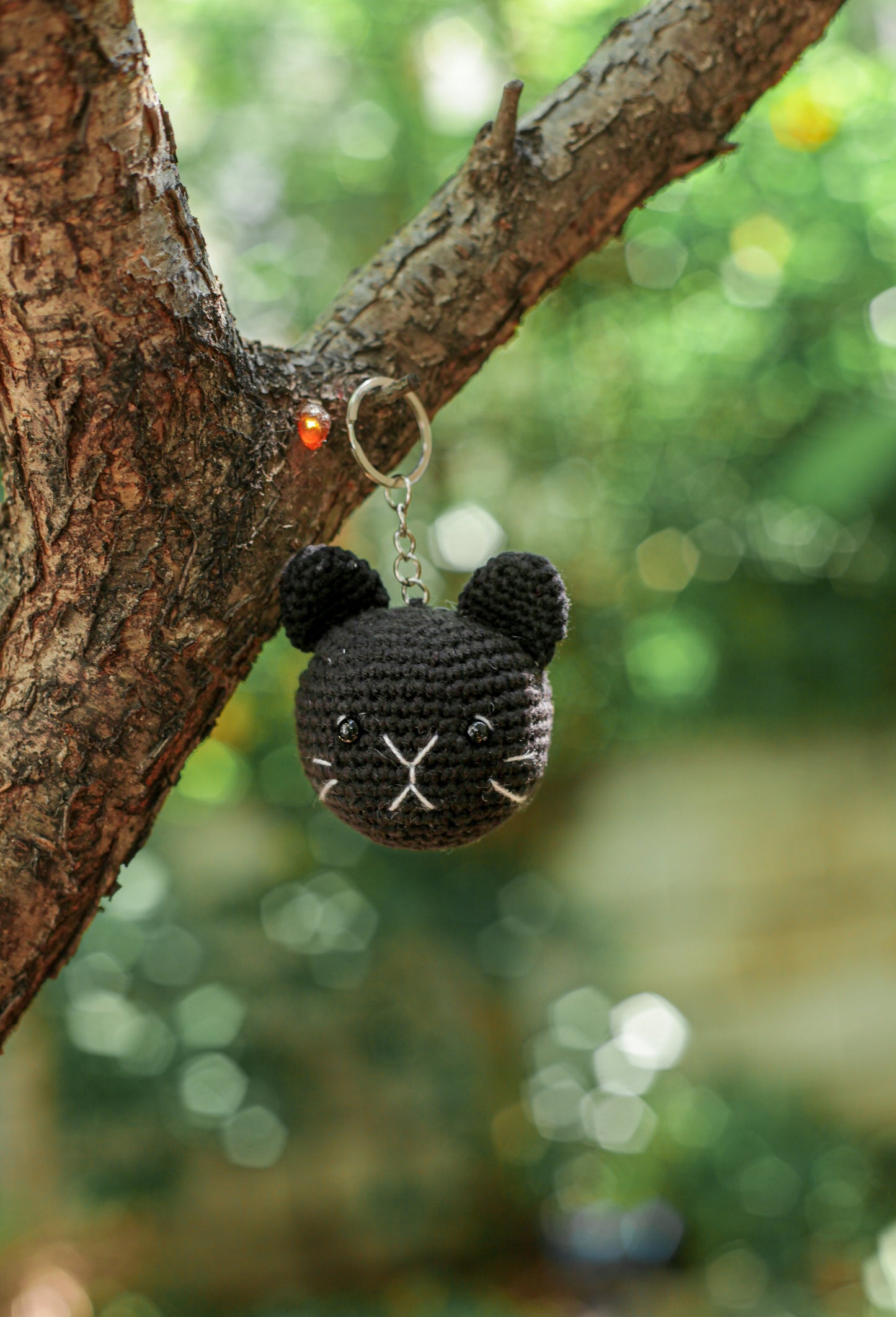 Black cat Crochet Keychain Miniature amigurumi figurine for office desk decor, fidget sensory toy, unique gift for car dashboard . kawaii pocket  hug