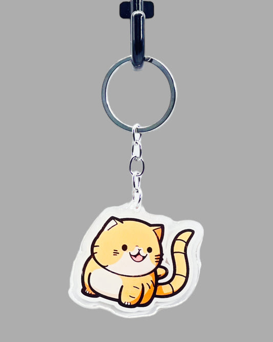 Orange Tabby Cat Acrylic keychain, Cute kawaii memorial ornament, pet portrait charm gift backpack fob, dad car décor, first day of school gift