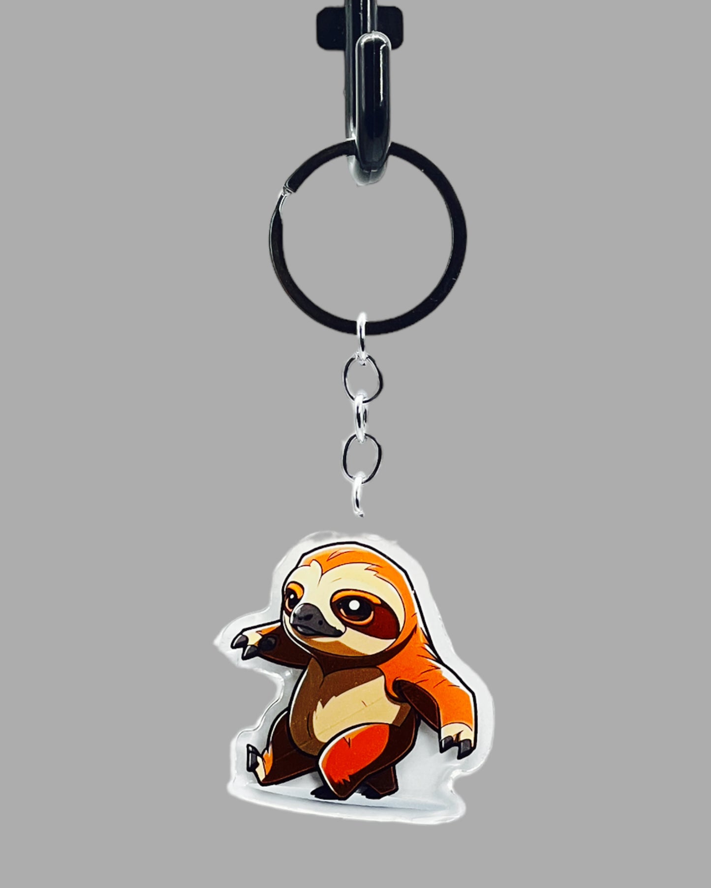 Sloth Acrylic keychain, Wildlife Cute kawaii memorial ornament, pet portrait charm, backpack fob, dad car décor, stocking stuffer, birthday gift