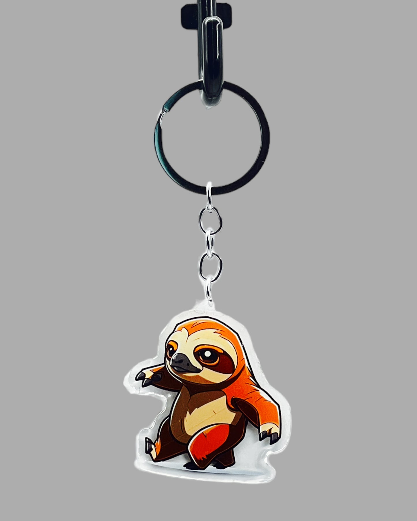 Sloth Acrylic keychain, Wildlife Cute kawaii memorial ornament, pet portrait charm, backpack fob, dad car décor, stocking stuffer, birthday gift