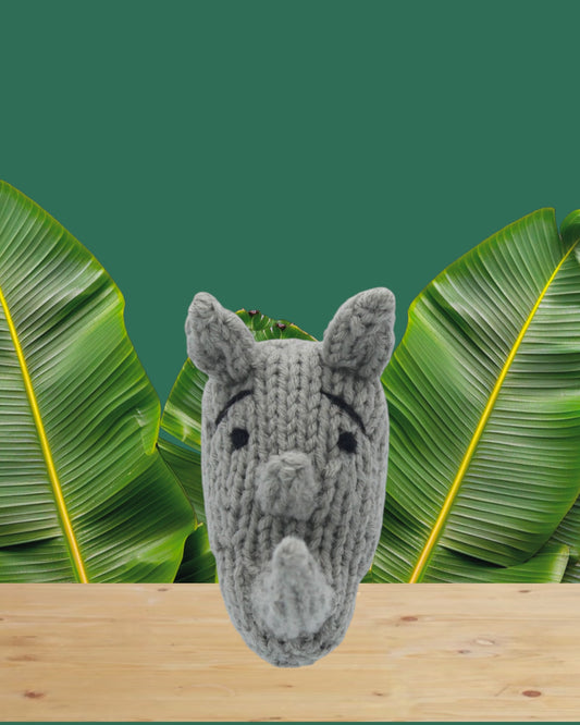 Rhino knitted Animal Magnets - Cute Sensory Toy Car, Crochet Miniature Doll, Kids Bookshelf & Kitchen Décor, Office Desk Gift, Pocket Hug