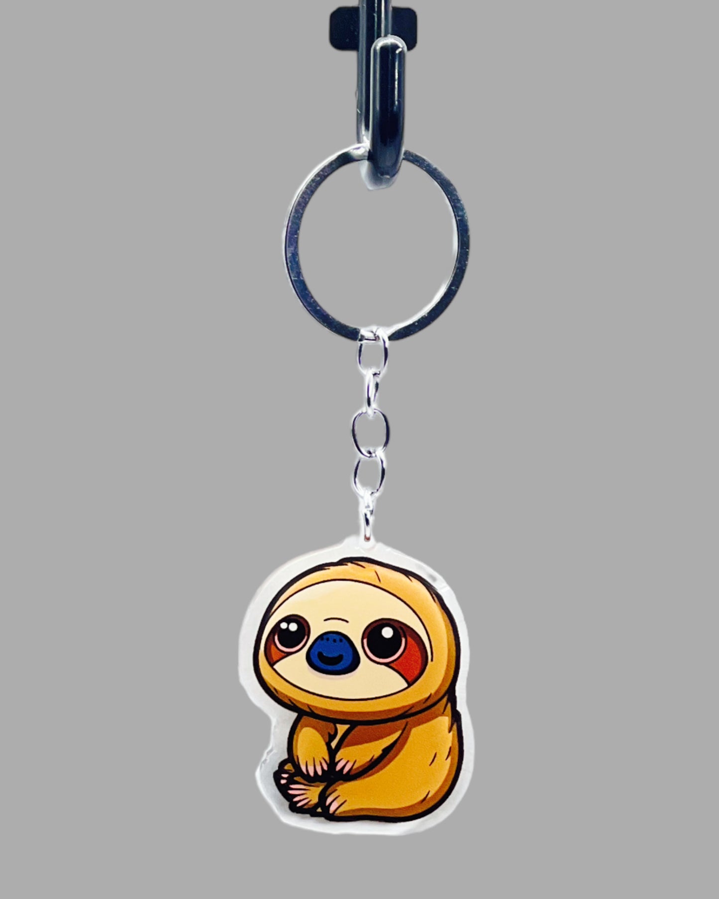 Sloth Acrylic keychain, Wildlife Cute kawaii memorial ornament, pet portrait charm, backpack fob, dad car décor, stocking stuffer, birthday gift