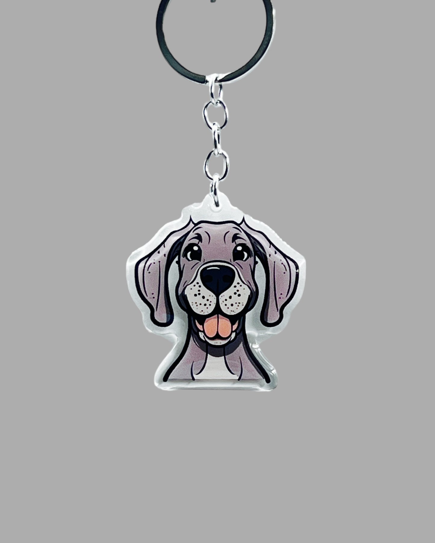 Great Dane Dog Acrylic keychain, Cute kawaii memorial ornament, pet portrait charm gift, backpack photo fob, dad car décor, dog mom gift