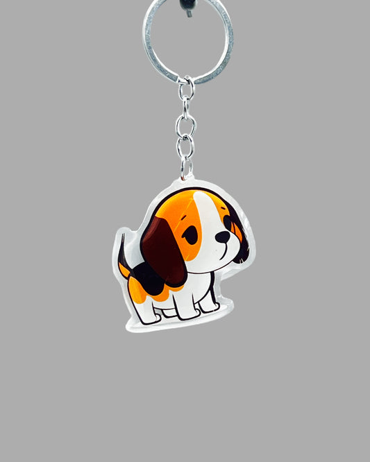 Beagle Dog Acrylic keychain Cute kawaii memorial ornament, pet portrait charm gift  backpack photo fob, dad car décor, first day of school