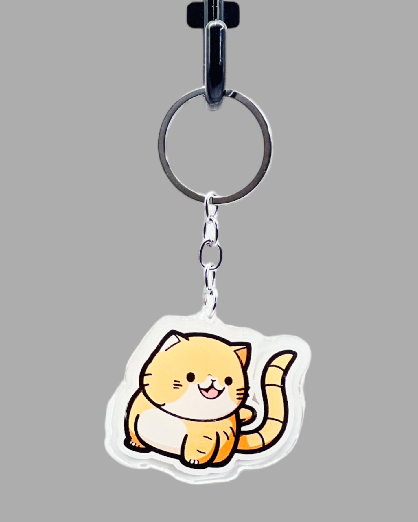 Orange Tabby Cat Acrylic keychain, Cute kawaii memorial ornament, pet portrait charm gift backpack fob, dad car décor, first day of school gift