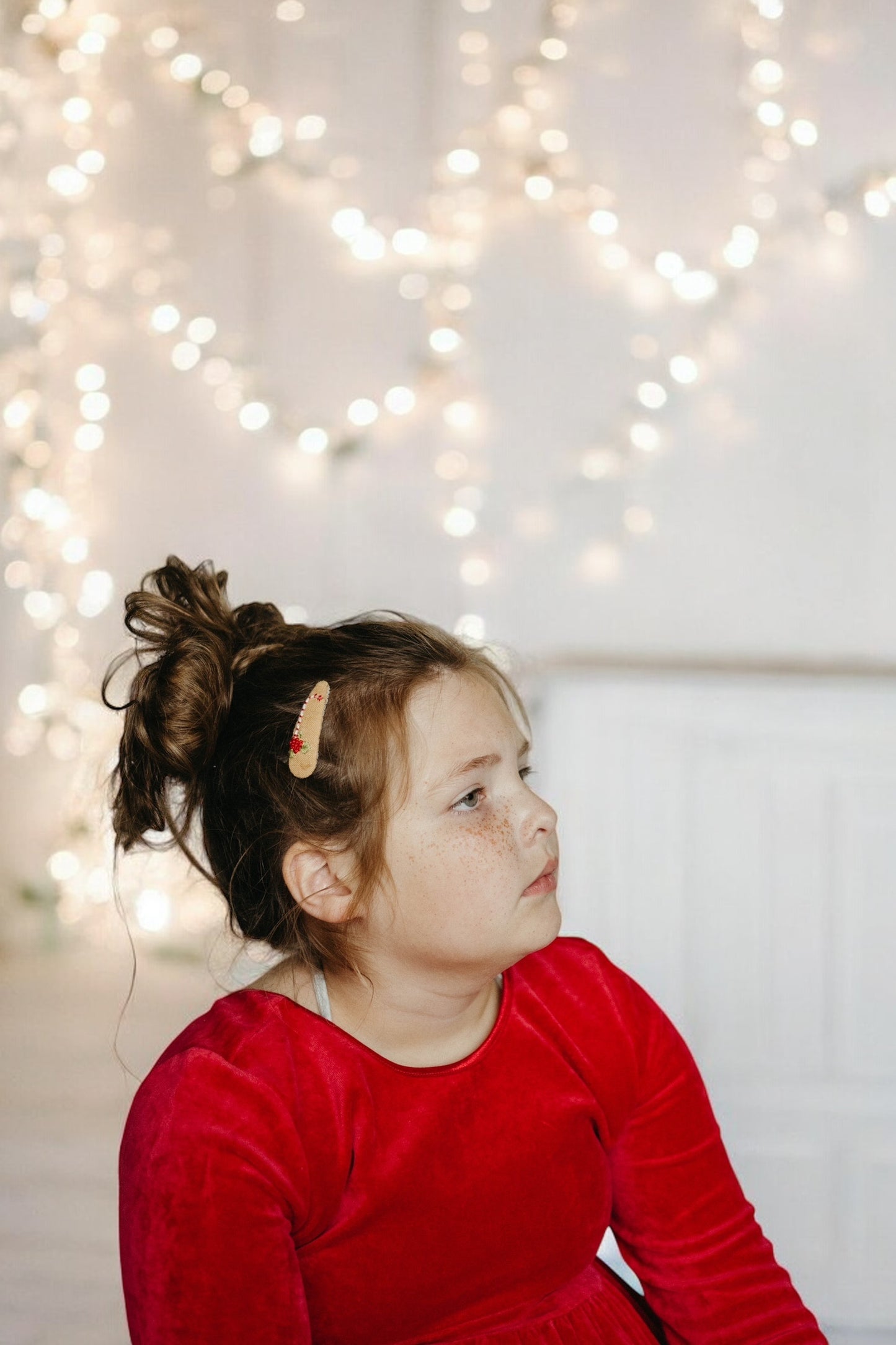 Christmas Crochet Trim Snap Hair Clips, Hair barrettes for kids