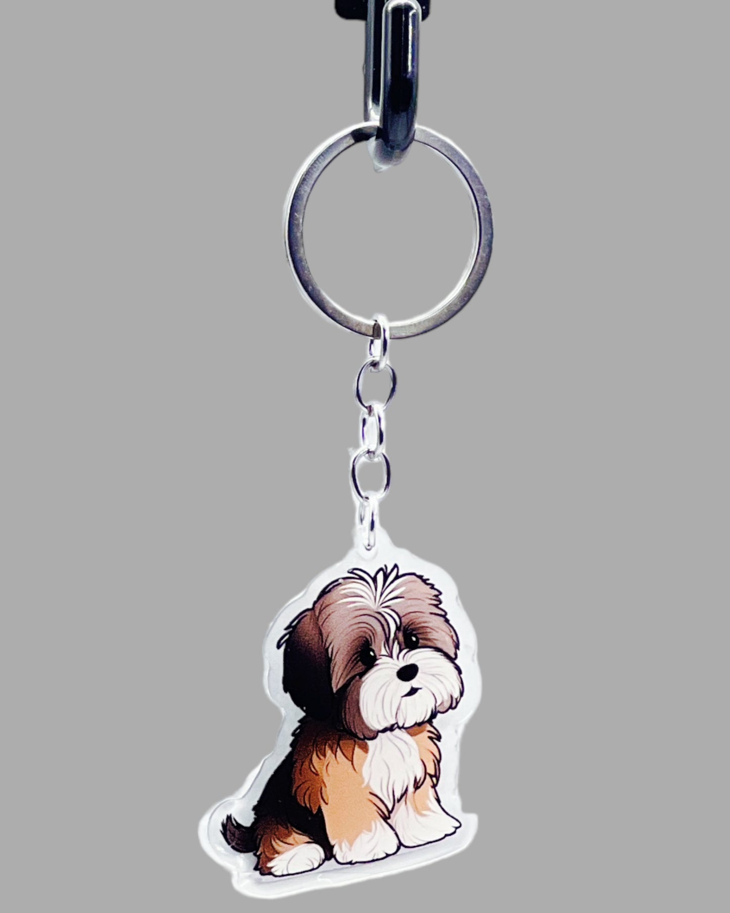 Shih Tzu Dog Acrylic Keychain, Cute kawaii memorial ornament, pet portrait charm gift, backpack fob, dad car décor, dog mom gift