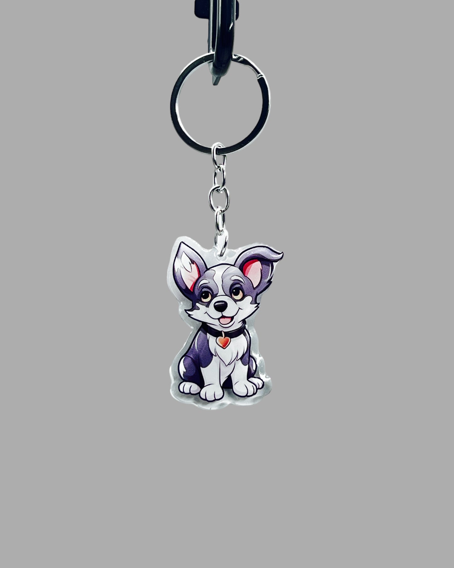 Husky Dog Acrylic Keychain, Cute kawaii memorial ornament, pet portrait charm gift, backpack fob, dad car décor, dog mom gift