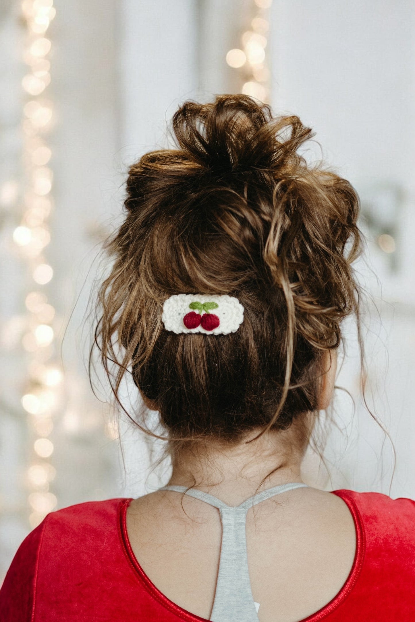 Christmas Crochet Trim Snap Hair Clips, Hair barrettes for kids