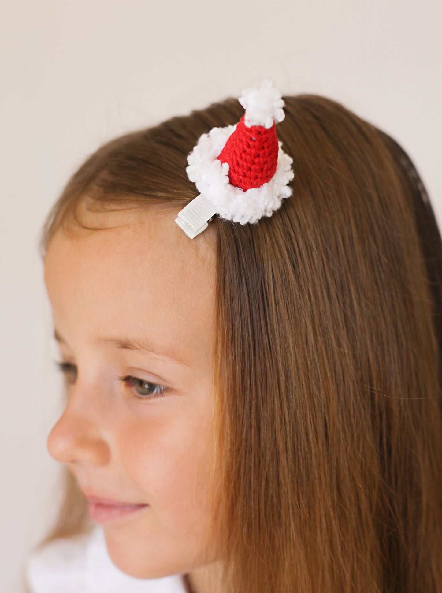 Christmas Crochet Trim Snap Hair Clips, Hair barrettes for kids