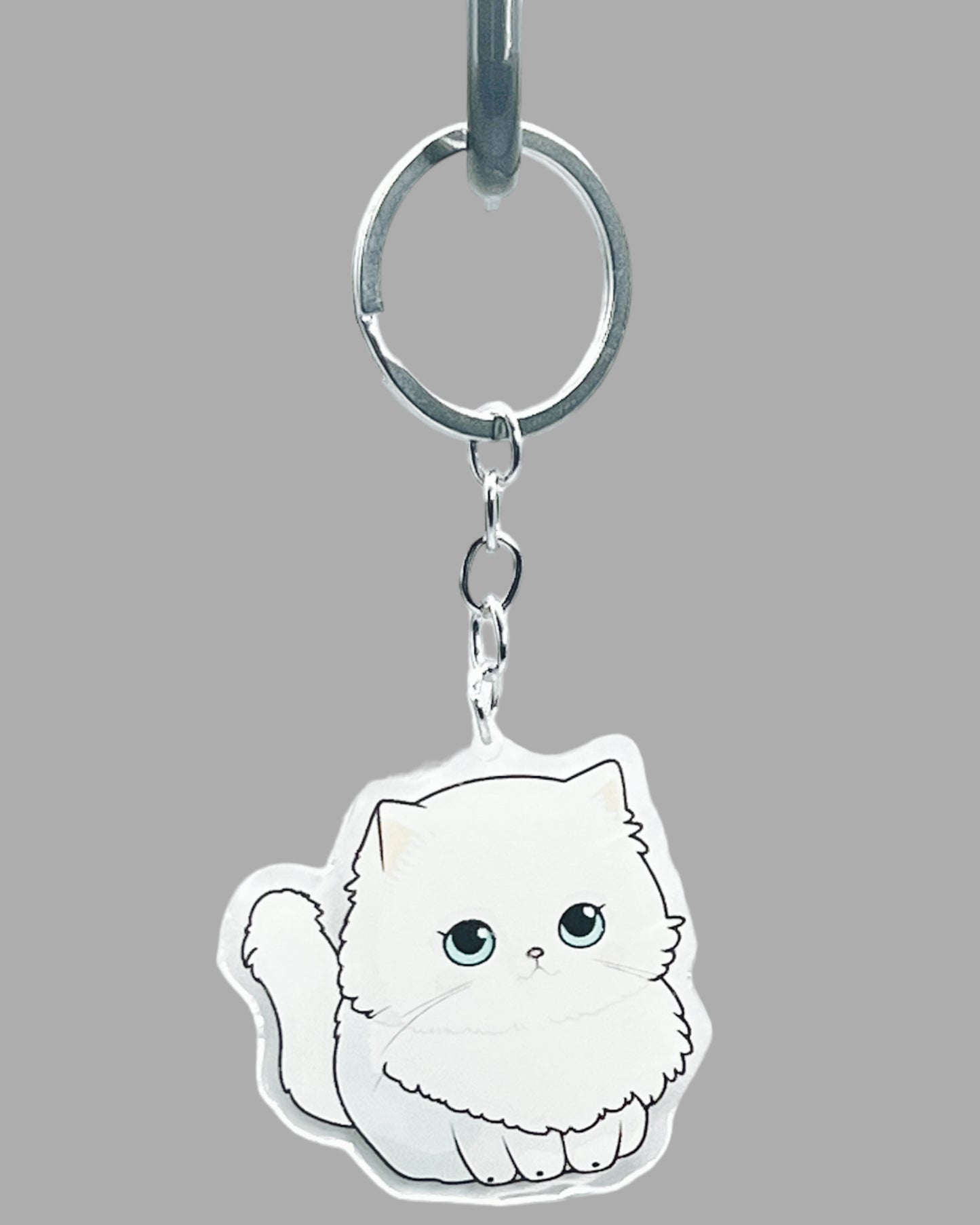 Persian Cat Acrylic Keychain, Cute kawaii memorial ornament, pet portrait charm, backpack fob, dad car décor, stocking stuffer, birthday gift