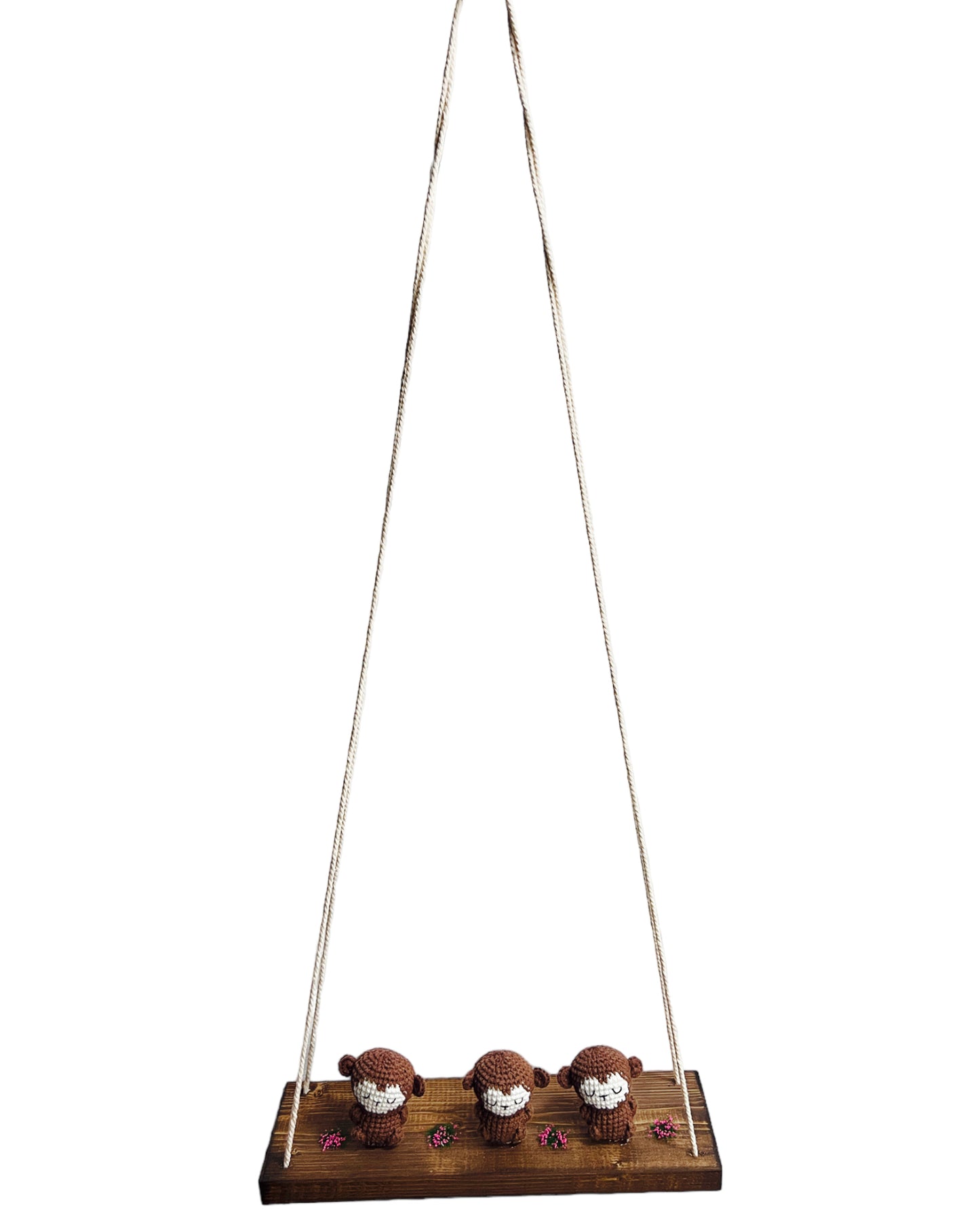 Monkeys on a swing  Hanging Wall Shelf