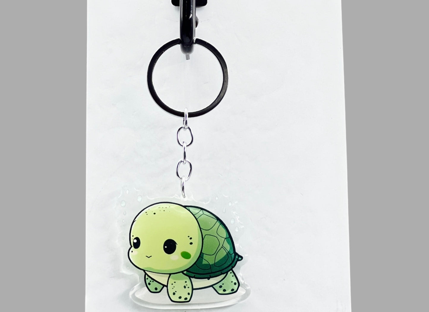 Turtle Acrylic keychain, Wildlife Cute kawaii memorial ornament, pet portrait charm, backpack fob, dad car décor, stocking stuffer