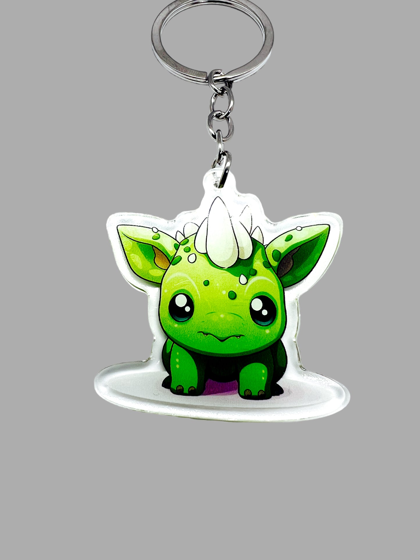 Triceratops Dinosaur Wildlife Kawaii (three-horned face)Acrylic Keychain