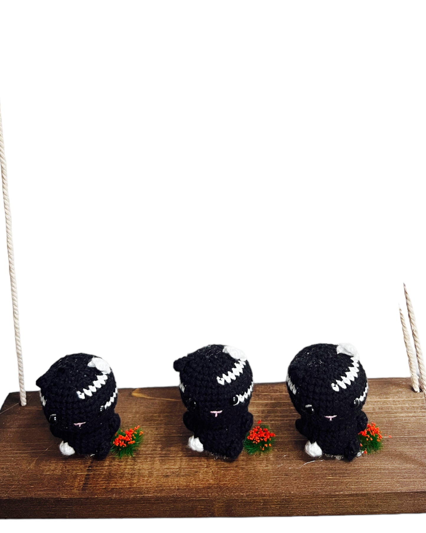 Black cats on a swing  Hanging Wall Shelf