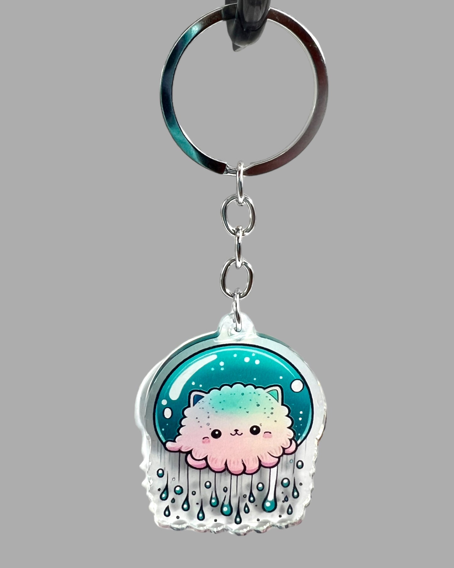 Jellyfish Acrylic Keychain, Wildlife Cute kawaii memorial ornament, pet portrait charm gift  backpack fob, dad car décor, first day of school gift