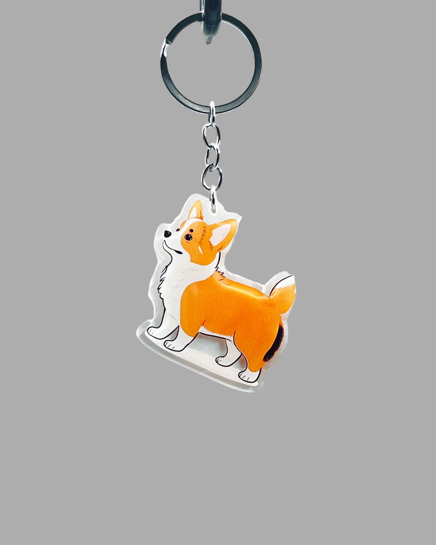 Welsh Corgi Dog Acrylic keychain, Cute kawaii memorial ornament, pet portrait charm gift, backpack photo fob, dad car décor, dog mom gift