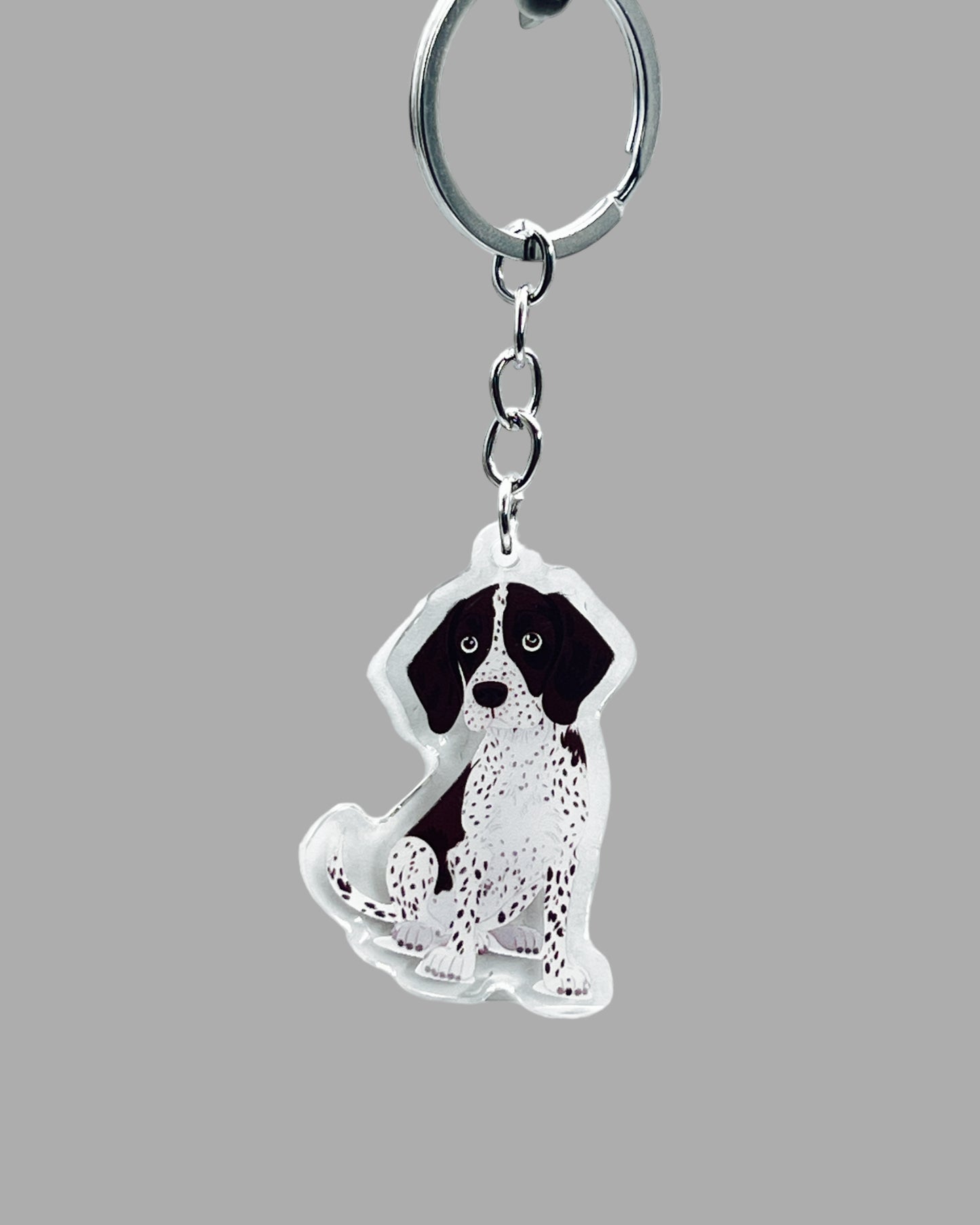 German Shorthaired Pointer Dog Acrylic Keychain, Cute kawaii memorial ornament, pet portrait charm gift backpack fob, dad car décor, dog mom gift