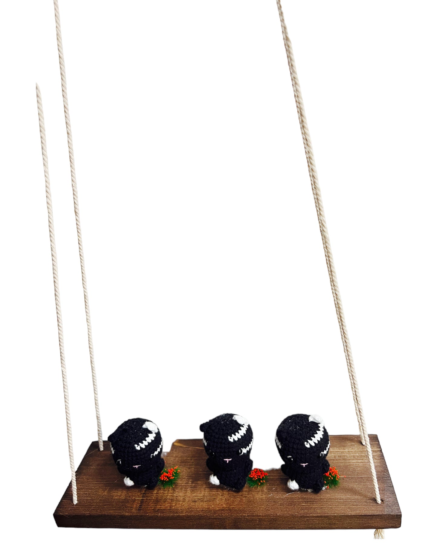 Black cats on a swing  Hanging Wall Shelf