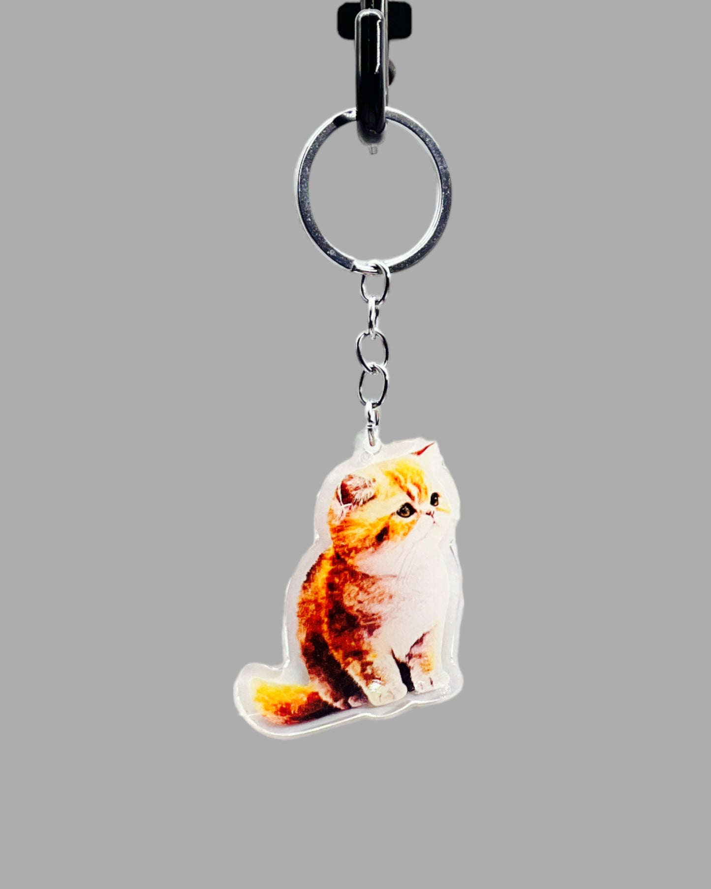 Orange Tabby Cat Acrylic keychain, Cute kawaii memorial ornament, pet portrait charm gift backpack fob, dad car décor, first day of school gift