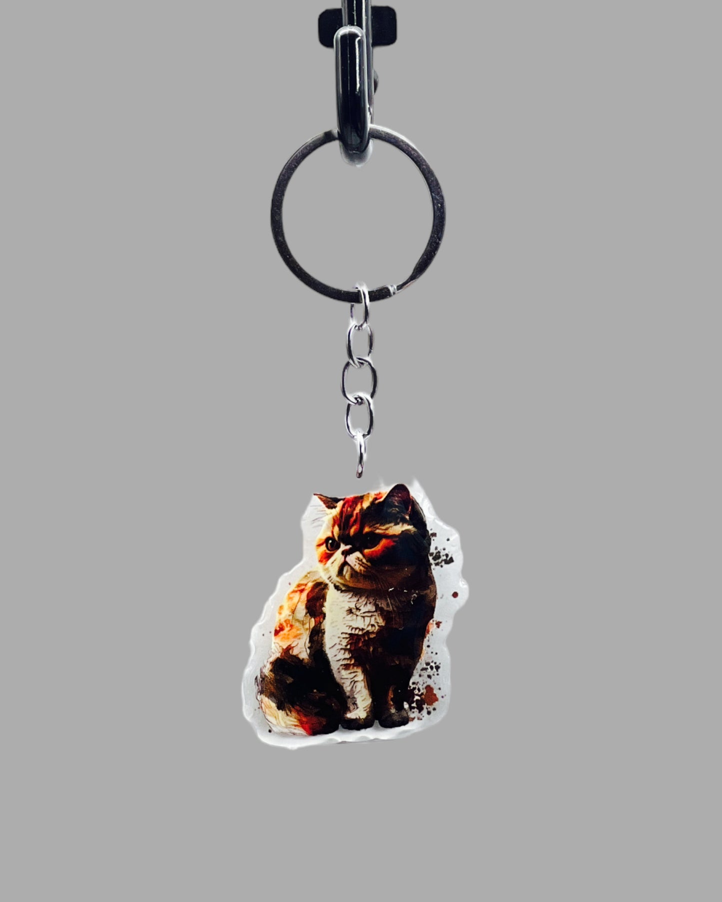 Orange Tabby Cat Acrylic keychain, Cute kawaii memorial ornament, pet portrait charm gift backpack fob, dad car décor, first day of school gift