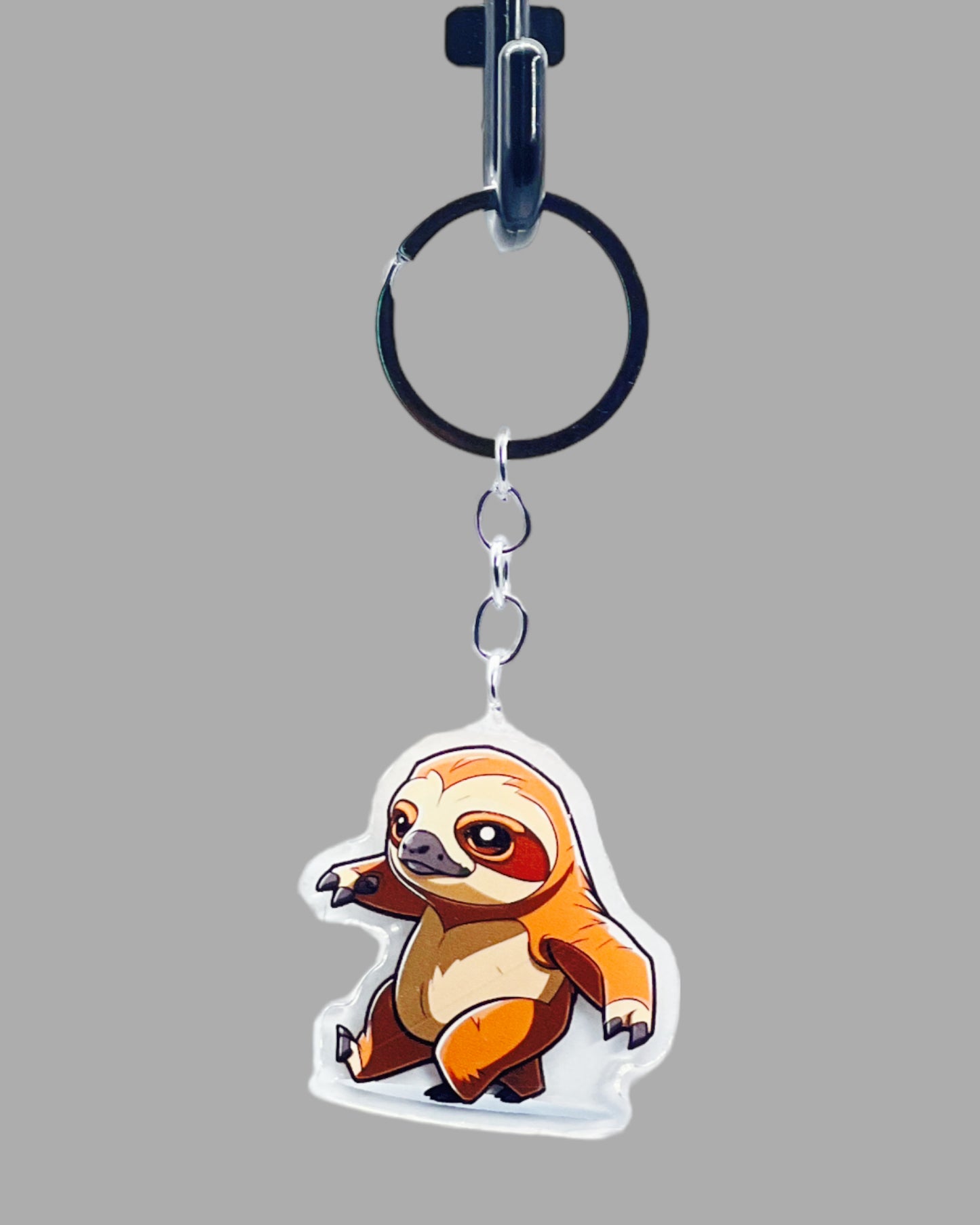 Sloth Acrylic keychain, Wildlife Cute kawaii memorial ornament, pet portrait charm, backpack fob, dad car décor, stocking stuffer, birthday gift