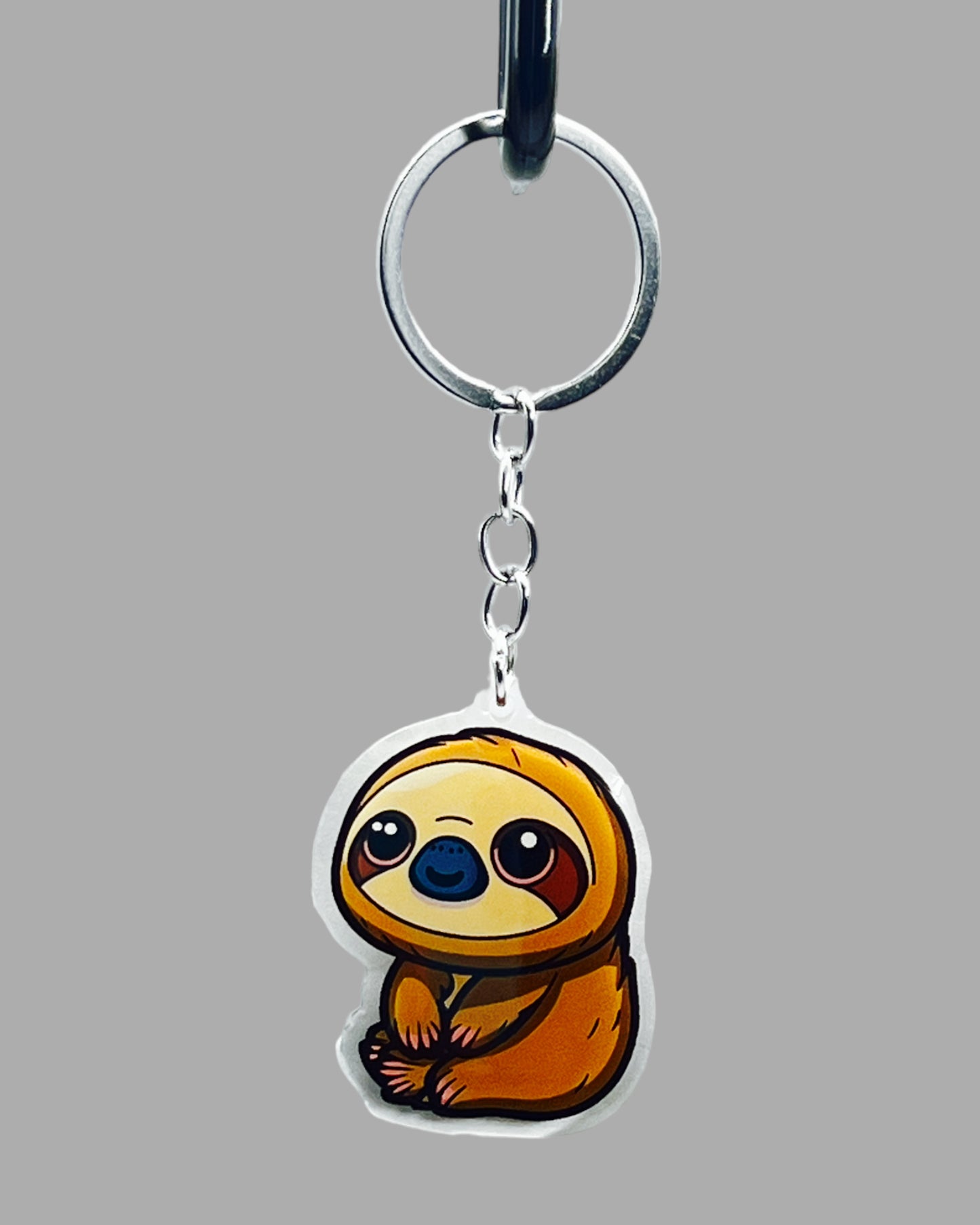 Sloth Acrylic keychain, Wildlife Cute kawaii memorial ornament, pet portrait charm, backpack fob, dad car décor, stocking stuffer, birthday gift