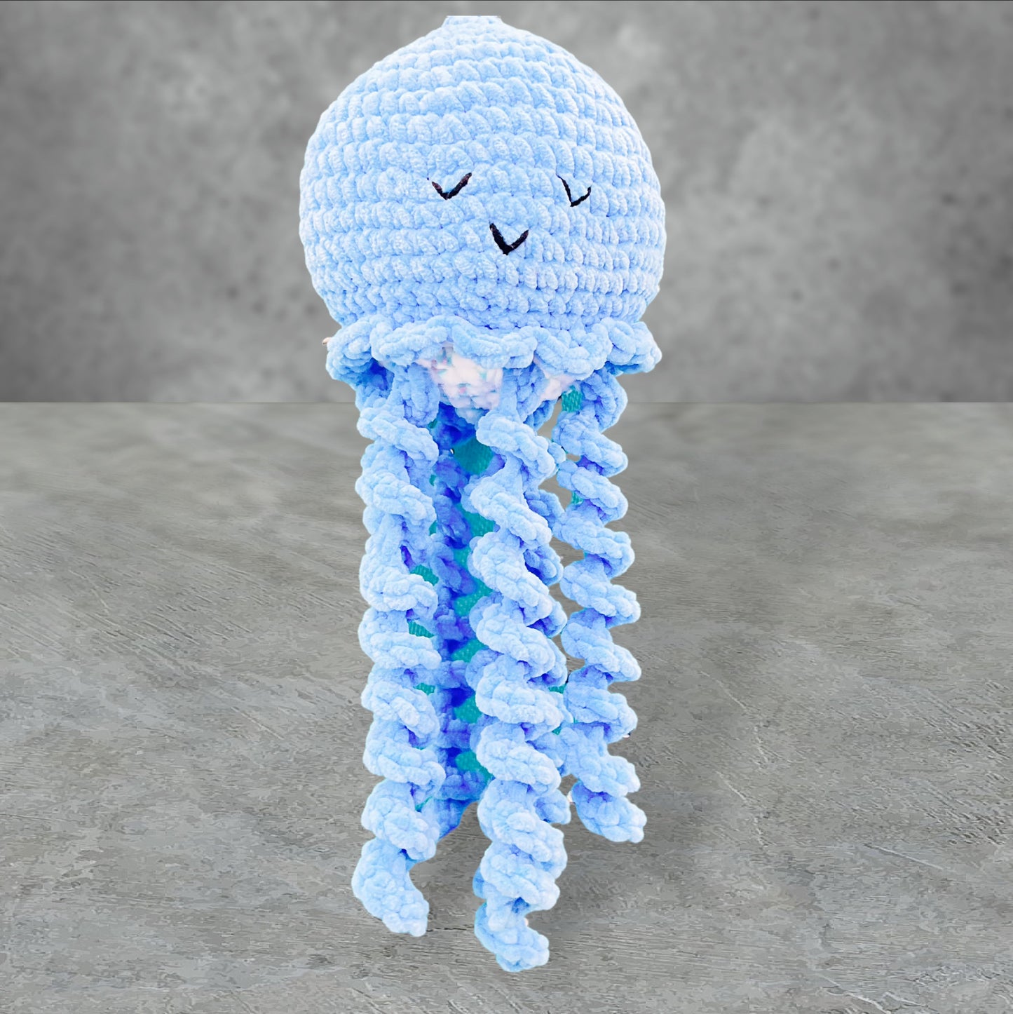 Jellyfish Handmade Crochet stuffed Doll for Montessori Play, Nursery Decor, and Baby Shower Gifts . Granddaughter, niece, nephew & grandson