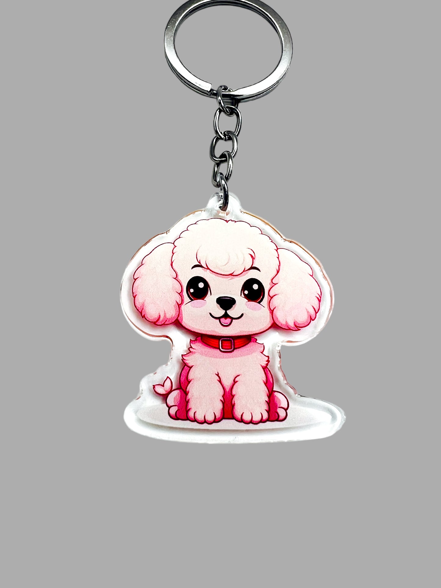 Poodle Dog Acrylic Keychain, Cute kawaii memorial ornament, pet portrait charm gift, backpack fob, dad car décor, dog mom gift