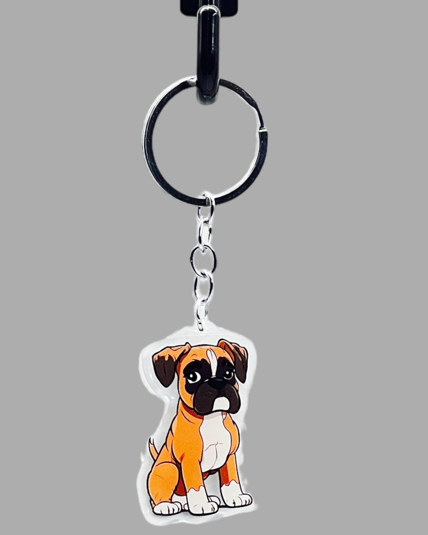 Boxer Dog Acrylic keychain, Cute kawaii memorial ornament, pet portrait charm gift  backpack fob, dad car décor, first day of school