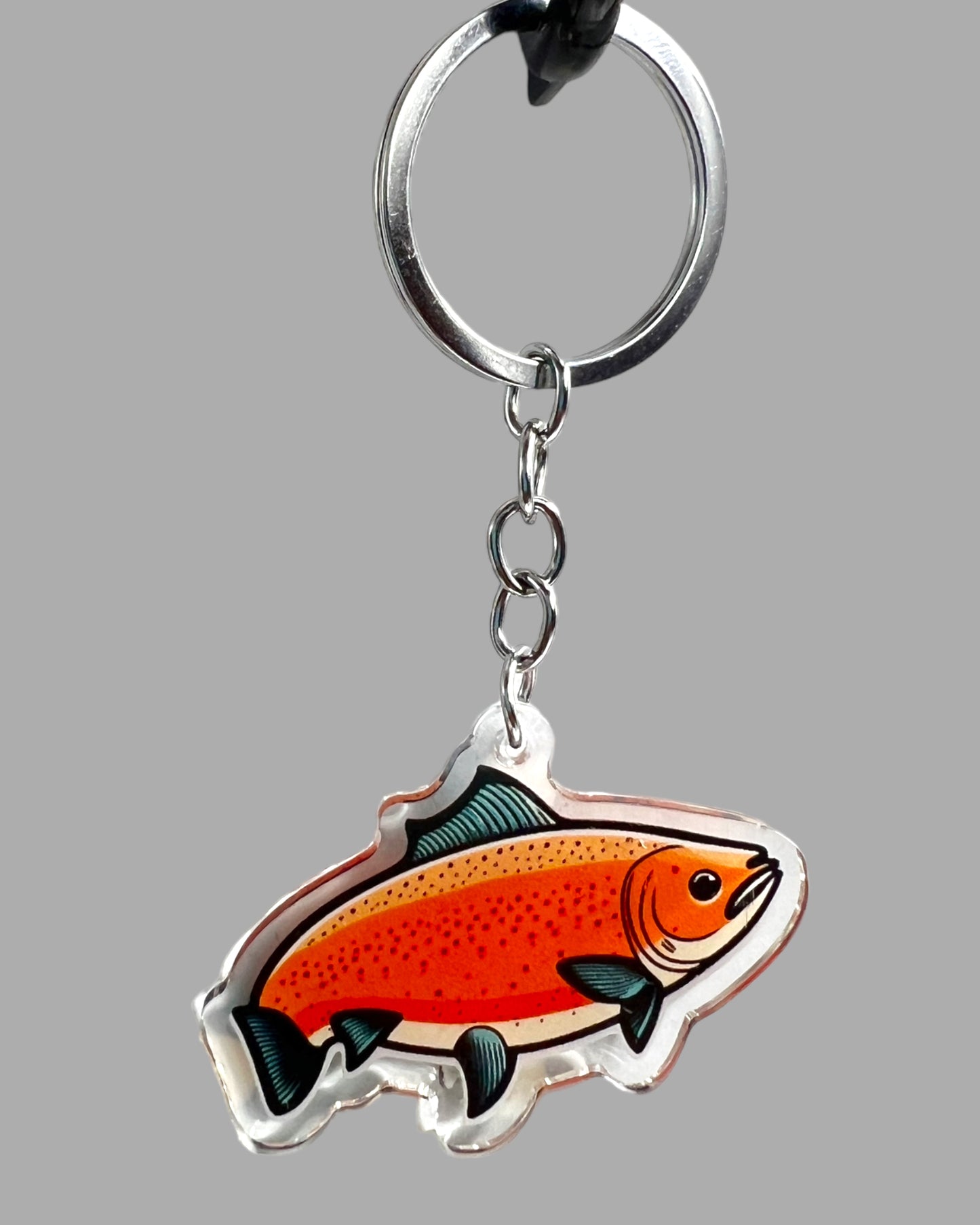 Salmon Acrylic Keychain, Wildlife Cute kawaii memorial ornament, pet portrait charm, backpack fob, dad car décor, stocking stuffer, birthday gift