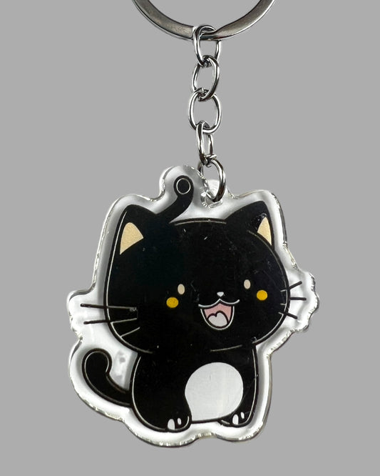 American Short Hair Cat Acrylic Keychain Cute kawaii animal memorial ornament, pet portrait charm gift  backpack photo fob or dad car décor