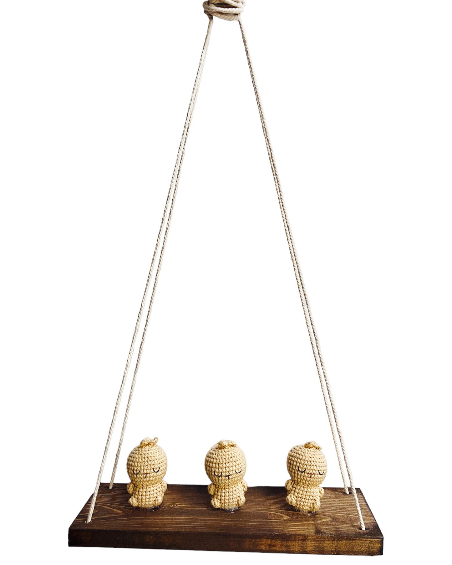 Bunnies on a swing  Hanging Wall Shelf