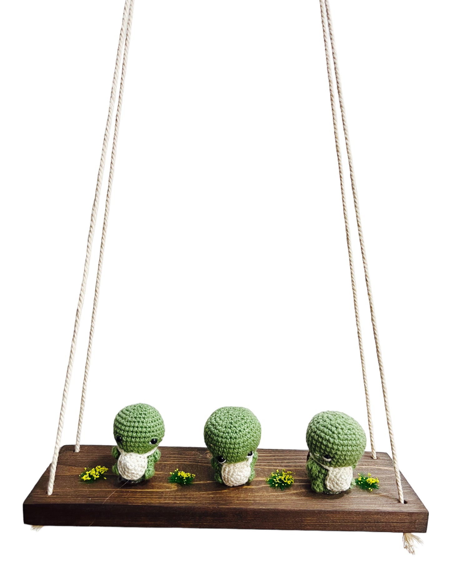 Turtles on a swing  Hanging Wall Shelf