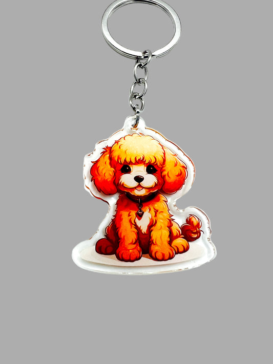 Poodle Dog Acrylic Keychain, Cute kawaii memorial ornament, pet portrait charm gift, backpack fob, dad car décor, dog mom gift